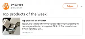 Our ZELOS rail system was voted top product of the week by pv Europe